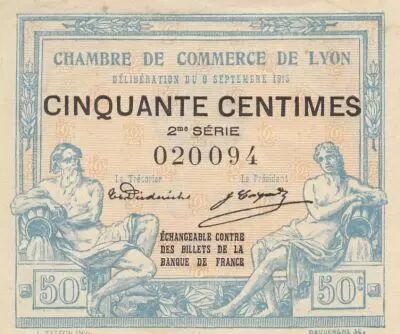France 50 Centimes - Lyon - Chambre de Commerce - 09-09-1915 - Deuxi�me S�rie