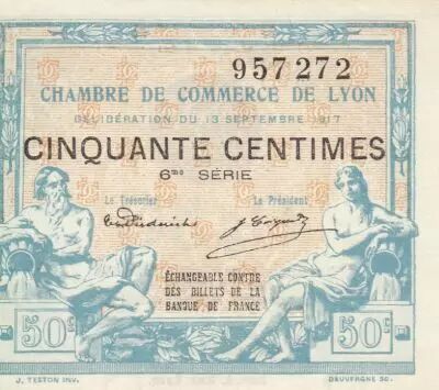France 50 Centimes - Lyon - Chambre de Commerce - 13-09-1917 - Sixi�me S�rie