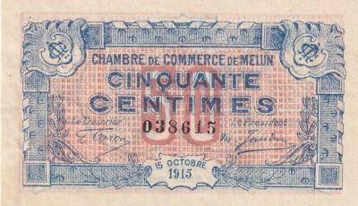 France 50 Centimes - Melun Chamber of Commerce 1915 - XF