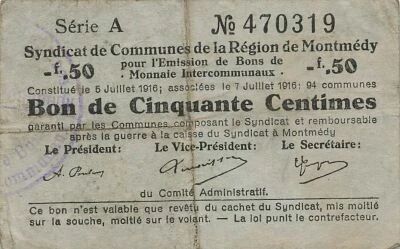 France 50 Centimes - Montmedy Region - 07-07-1916