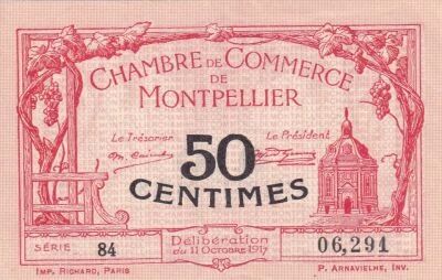 France 50 Centimes - Montpellier - Chambre de Commerce - 1917 - S�rie 84