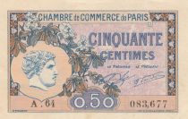 France 50 Centimes - Paris Chamber of Commerce - 1920-1922 - VF - Serial A.64