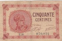 France 50 Centimes - Paris Chamber of Commerce - 1920-1923 - F to VF - Serial E.98