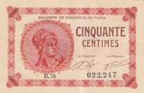 France 50 Centimes - Paris Chamber of Commerce - 1920-1923 - XF - Serial B.78