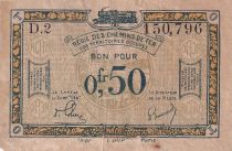 France 50 Centimes - Régie des chemins de Fer - 1923 - Série D.2 - TB - 135.04