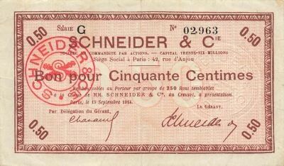 France 50 Centimes - Schneider Corp. - 15-11-1914