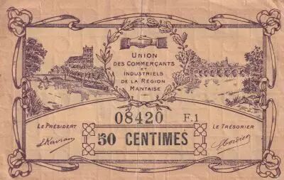 France 50 Centimes - Union des commer�ants et industriels de la r�gion mantaise - 1920 - Serial F.1 - P.78-34