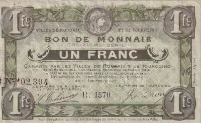 France 50 Centimes - Ville - Roubaix-Tourcoing - 15-12-1917 - 13�me s�rie