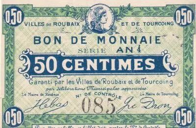France 50 Centimes - Ville - Roubaix-Tourcoing - S�rie AN 4