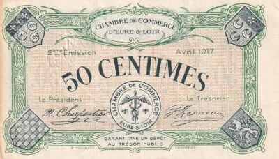 France 50 Centimes- Chambre de Commerce - Eure-et-Loir - 01-1921 - 5�me �mission