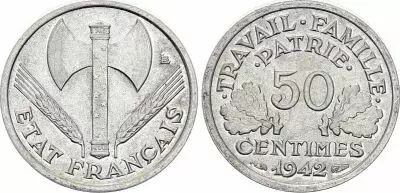 France 50 Centimes, Etat Fran�ais - Bazor - 1942
