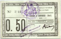 France 50 Centimes Bouvignies Commune - 1915