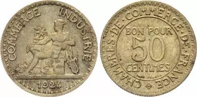 France 50 Centimes Chambre de Commerce - 1924