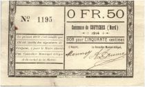 France 50 Centimes Coutiches Commune - 1914