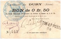 France 50 Centimes Dury City - 1915