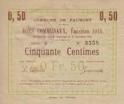France 50 Centimes Faumont City - 1915