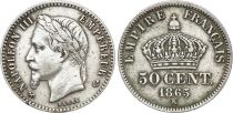France 50 Centimes Francs Napoleon III 1865  K Bordeaux - Silver