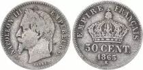 France 50 Centimes Francs Napoleon III 1865 K Bordeaux - Silver