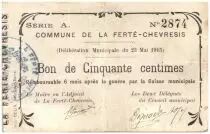 France 50 Centimes La Ferte-Chevresis Commune - 1915