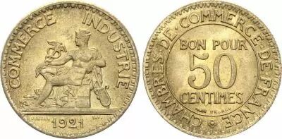 France 50 Centimes Mercury Seated - 1921