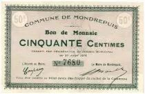 France 50 Centimes Mondrepuis Commune - 1915