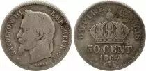 France 50 Centimes Napoleon III - 1864  BB Strasbourg
