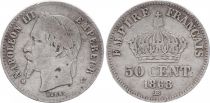 France 50 Centimes Napoleon III - Laureate head 1868 BB Strasbourg