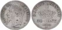 France 50 Centimes Napoleon III - Laureate head 1868 BB Strasbourg