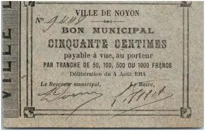 France 50 Centimes Noyon City - 1914