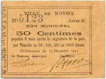 France 50 Centimes Noyon Ville - 1915