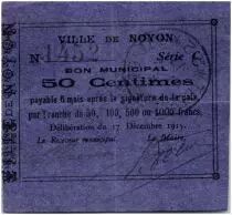 France 50 Centimes Noyon Ville - 1915