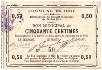 France 50 Centimes Oisy Commune - 1915