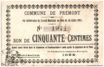 France 50 Centimes Premont Commune - 1915
