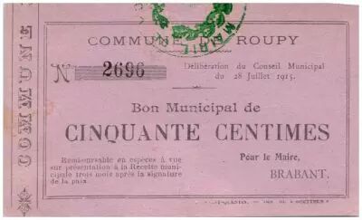 France 50 Centimes Roupy City - 1915