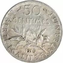 France 50 Centimes Semeuse - 1914 Silver