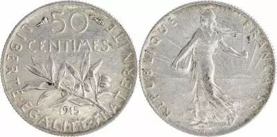 France 50 Centimes Semeuse - 1915