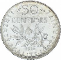 France 50 Centimes Semeuse - 1916 FDC