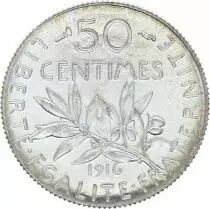 France 50 Centimes Semeuse - 1916 FDC