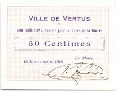 France 50 Centimes Vertus City - 1915