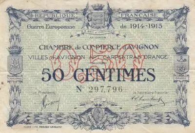 France 50 Cents - Avignon Chamber of Commerce - 1914 - Number 297