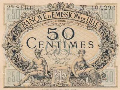 France 50 Cents - Banque d\'�mission - Lille - 08-1915 - 2�me s�rie