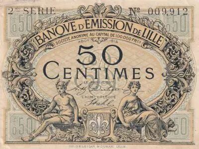 France 50 Cents - Banque d\'�mission - Lille - 08-1915 - 2�me s�rie