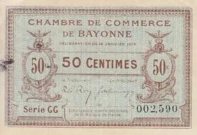 France 50 Cents - Bayonne Chamber of Commerce - 16-01-1915 - Seriel GG