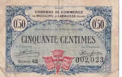 France 50 cents - Chamber of  Commerce - Moulins et Lapalisse - 17-11-1921 - S�rie 42
