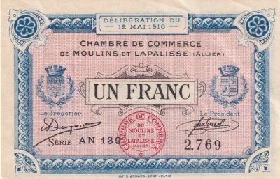 France 50 cents - Chamber of  Commerce - Moulins et Lapalisse -12-05-1916 - S�rie AN 139