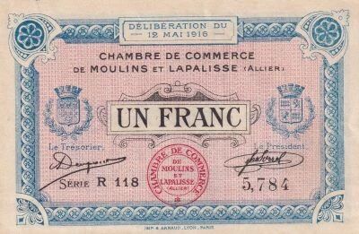 France 50 cents - Chamber of  Commerce - Moulins et Lapalisse -12-05-1916 - S�rie R 118