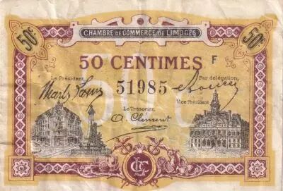 France 50 Cents - Chamber of Commerce -  Limoges - 1918 - S�rie F