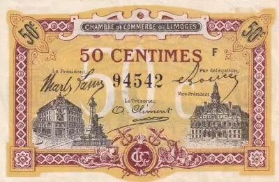 France 50 Cents - Chamber of Commerce -  Limoges - 1918