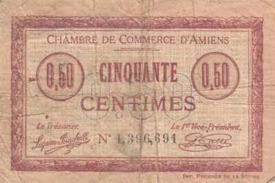 France 50 cents - Chamber of Commerce - Amiens - 1915