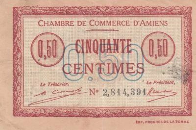 France 50 cents - Chamber of Commerce - Amiens - 1920